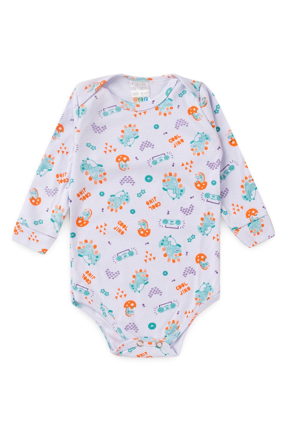 Kit 3 Body´s Dino Cool Longo - Bebê Menino - Suedine